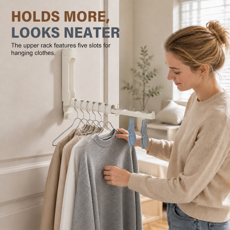 🧺 Space‑Saving Foldable Behind‑Door Hanging Storage Holder