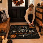 🎃Vintage Halloween Haunted Place Doormat – Spooky Front Door Welcome Mat