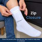 🧦 Hidden Zip Pocket Travel Socks | Discreet Secure Storage