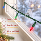 🎄Christmas Light Suction Cup Clips with Cable Slot | Holiday String Light Holder
