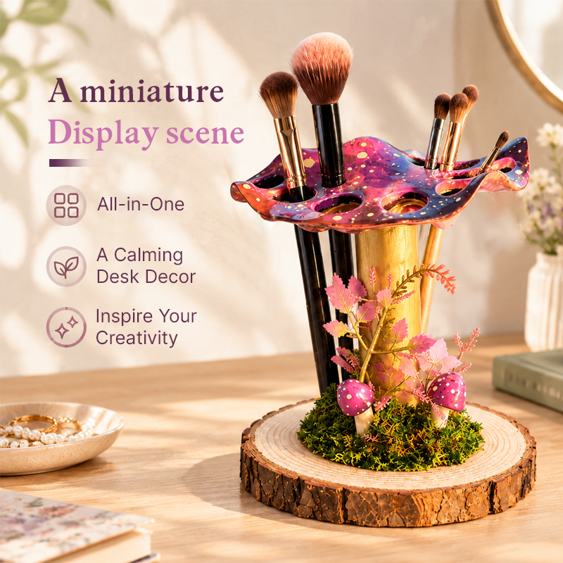 🍄 Mushroom Makeup Brush Holder | Whimsical Fairycore Vanity Vibe