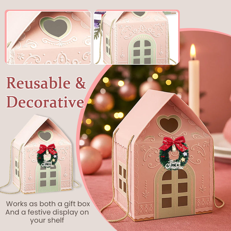 🏠 Christmas Cottage Gift Box – Reusable House‑Shaped Festive Present Packaging