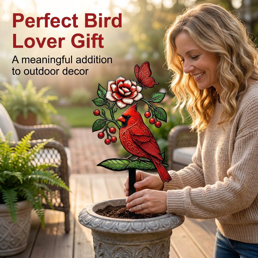 🐦Cardinal Art Garden Stake💖