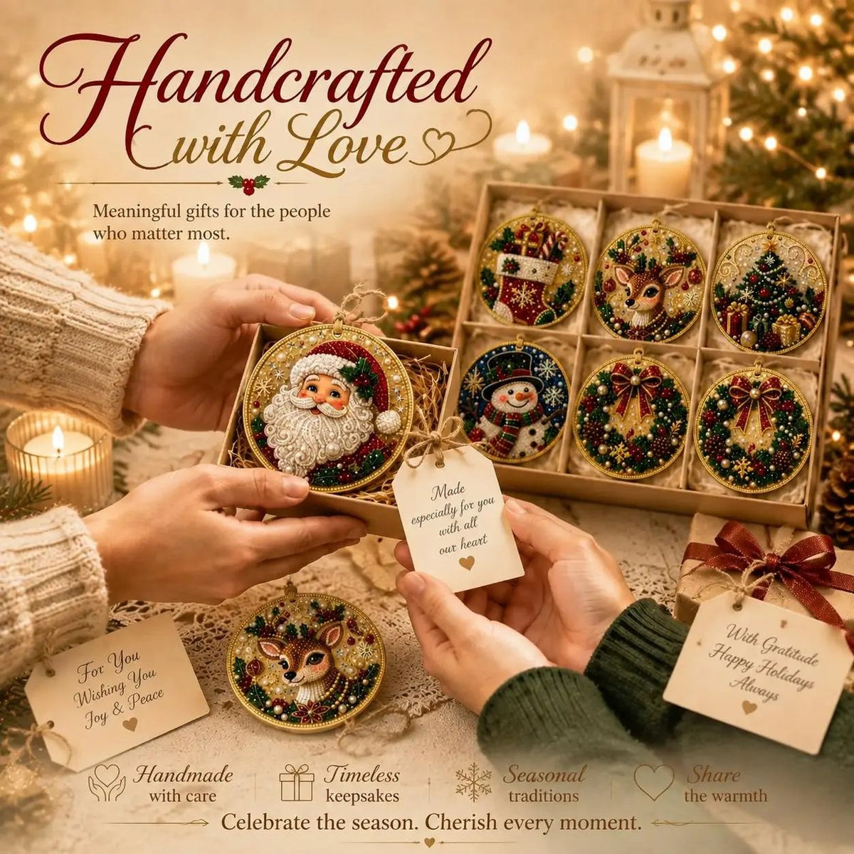 💎 DIY Christmas Diamond Painting Ornament Kit – Sparkly 5D Gem Tree Decor for Family Craft Night