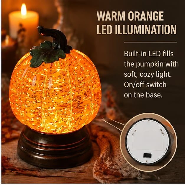 🔥Last Day 50% OFF - 🎃🍂Glitter Lighted Pumpkin Snow Globe