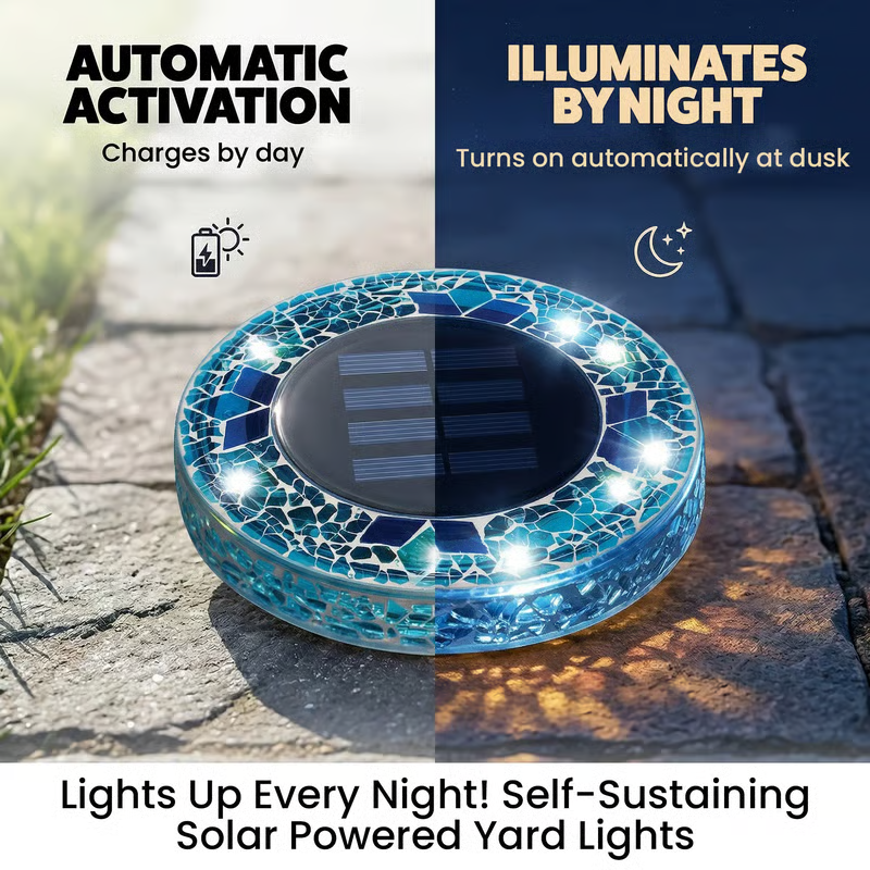 📢📢LAST DAY SALE 50% OFF⚡50K+ SOLD!💎🌟Solara™ Solar Outdoor Mosaic Disk Lights – Waterproof Decorative LED Pathway Garden Lights, Auto-On at Dusk, No Wiring Needed