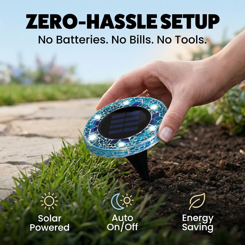 📢📢LAST DAY SALE 50% OFF⚡50K+ SOLD!💎🌟Solara™ Solar Outdoor Mosaic Disk Lights – Waterproof Decorative LED Pathway Garden Lights, Auto-On at Dusk, No Wiring Needed