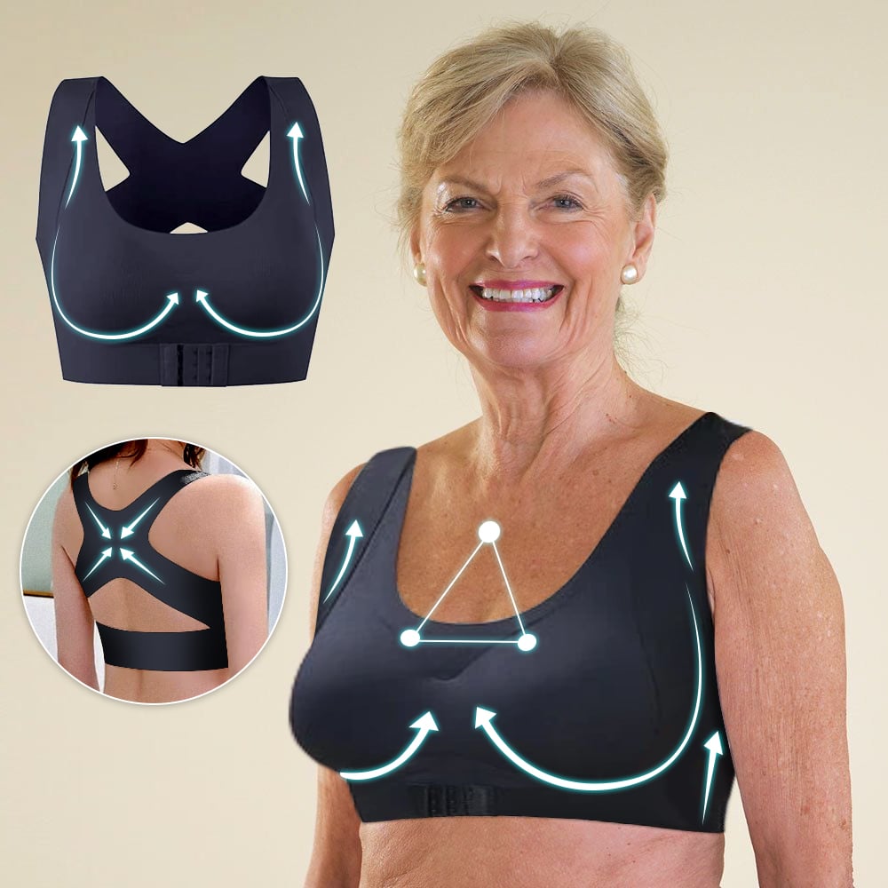 ✨Wireless Support Bra with Front Fastening and Crossed Straps at the Back