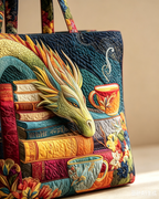 🐉Fantasy Dragon Book Quilted Tote Bag