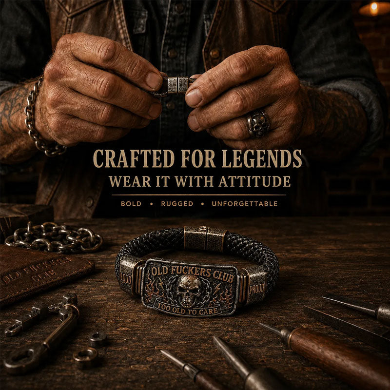 🤘Old Fuckers Club Braided Leather Bracelet - Too Old To Care