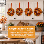 🍂Autumn Maple Leaf Kitchen Cabinet Wreaths with Ribbon