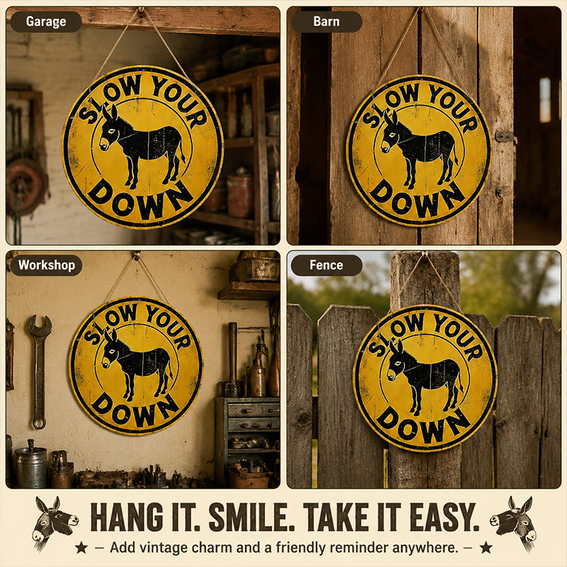 🐴 Vintage Horse‑Themed Round Metal Wall Sign, Rustic Farmhouse Porch Wall‑Hanging Decor