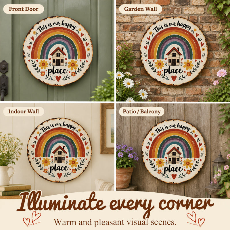 🌈Vintage Round Wall Sign | This Is Our Happy Place Home Decor