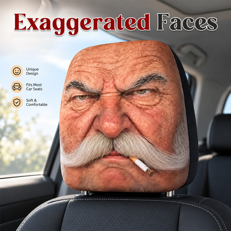 😂 Funny Face Car Headrest Cover – Hilarious Car Interior Decor!