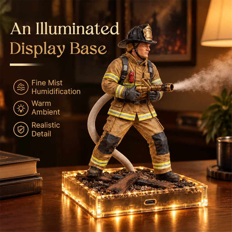 🚒 Firefighter Figurine Humidifier – Unique Decor Desk Mist Maker