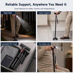 🔥 Must-Have Senior Smart Cane – Foldable Aluminum with LED Light & Quad Anti-Slip Feet