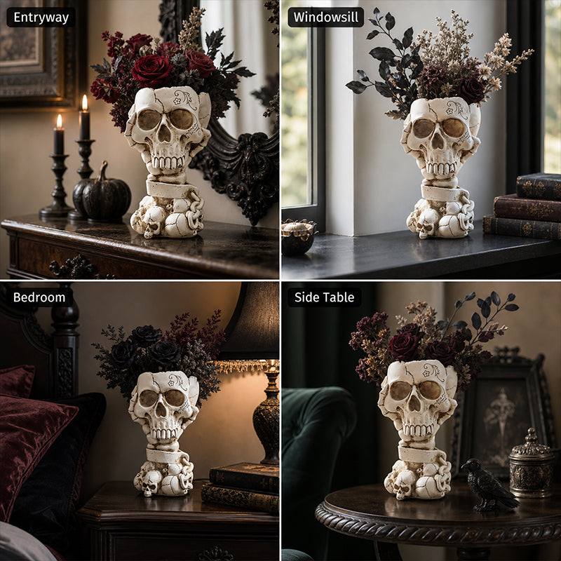 💀Skull Resin Planter - Halloween Goth Desktop Decor