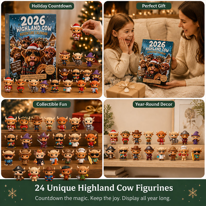 🐂🎄 2026 Highland Cow 24‑Day Christmas Advent Calendar Collectible Figurines