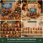 🐂🎄 2026 Highland Cow 24‑Day Christmas Advent Calendar Collectible Figurines