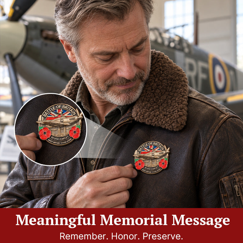 ✈️ Battle of Britain Commemorative Pin – Patriotic Remembrance Collectible With Poppy & Aircraft Motif