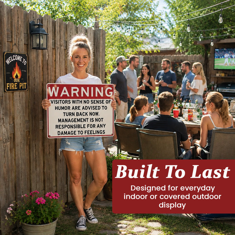 😂 Funny Warning‑Style Metal Door Sign, Humorous Wall Decor for Game Room Office Entryway