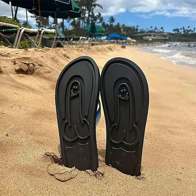 😜Funny Footprint Pattern Platform Flip Flops