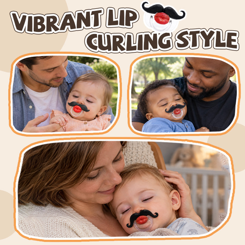 👶😜 Red Lips and Mustache Baby Pacifier – Fun Photo Prop for Cute Baby Snaps!