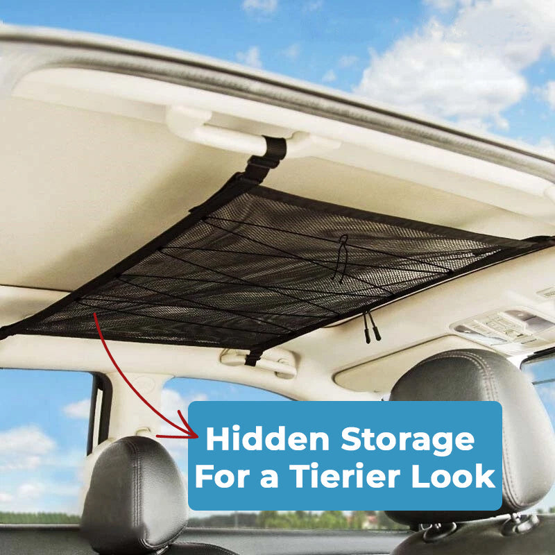 🚗 Car Storage Net Pocket | Ceiling Space‑Saving Mesh Organizer
