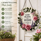 🌸 "May God Bless This Home" Floral Doorplate – A Heartfelt Blessing For Every Family 🙏