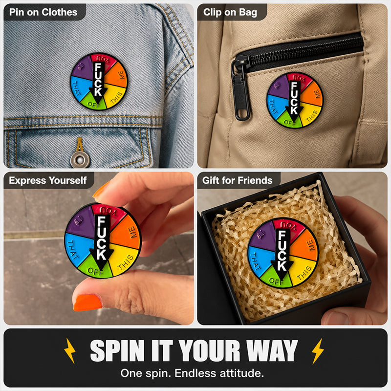 Geometric Choice Badge Pin – Funny Spinner Brooch for Clothing & Lapels