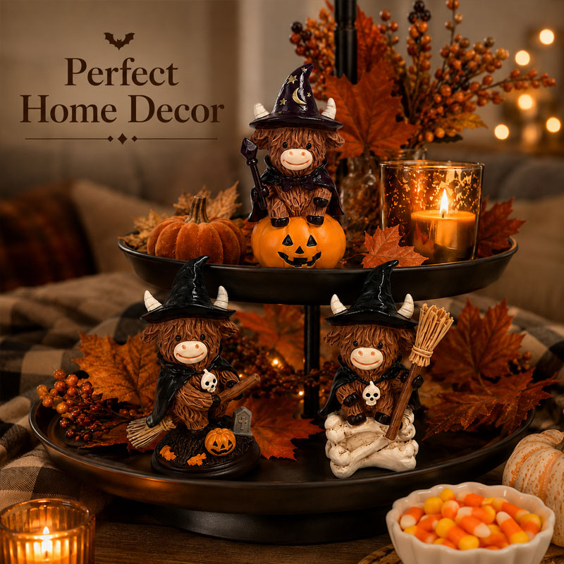 Halloween Highland Cow Witch Ornament🎃🐄