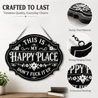 😄 Sassy Happy‑Place Vintage Metal Wall Sign, Funny Porch & Patio Wall‑Hanging Decor