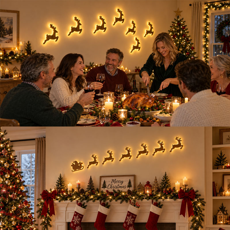 🦌 LED Reindeer Wall Decorations – Day‑Night Glowing Christmas Wall Accent For Your Home