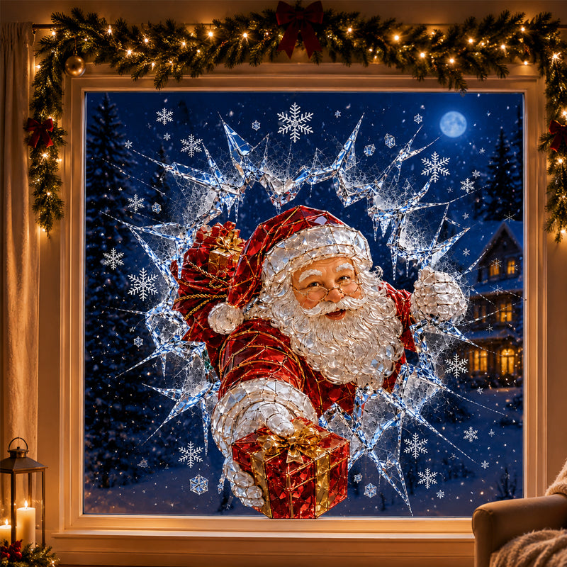 🎅 Sparkly Crystal Santa Decor｜Magical Christmas Window Display