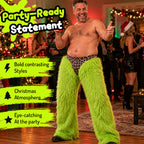 🎄 Festive Green Party Trousers, Eye‑Catching Leopard Triangle Detail For Christmas Costume Events