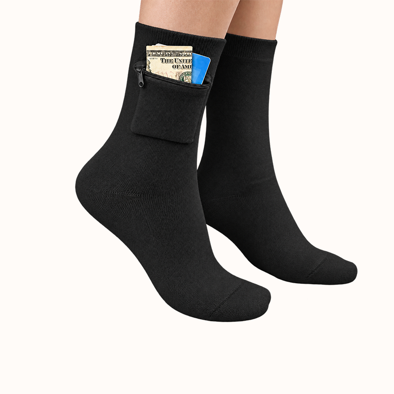 🧦 Hidden Zip Pocket Travel Socks | Discreet Secure Storage