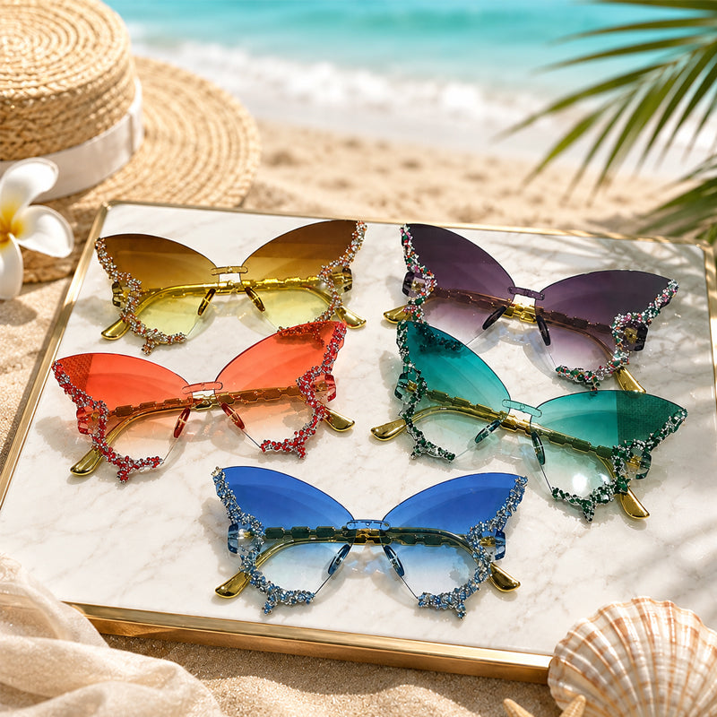 📢📢LAST DAY SALE 50% OFF🕶️Rhinestone Butterfly Sunglasses 🦋