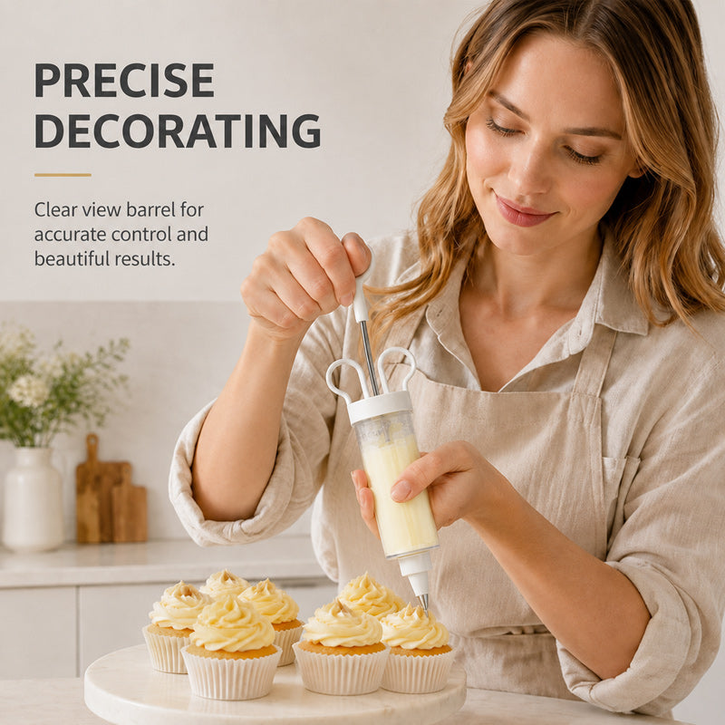 🎉 2026 Sale — Over 21,000 Sold! 🧁✨ Stop wrestling with messy piping bags — this stainless steel decorating gun fills, frosts, and finishes in seconds. One tool, endless creativity. 🍰