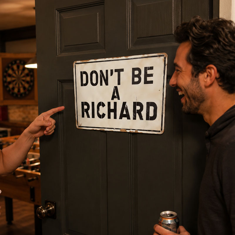 😂😂Don't Be A Richard Funny Pun Retro Metal Wall Sign