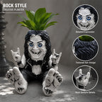 🤘 Rock‑On Gesture Face Succulent Planter, Quirky Rock‑and‑Roll Plant Pot