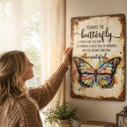 🦋 Handmade Vintage Butterfly Metal Wall Sign, Inspirational Farmhouse Healing Gift