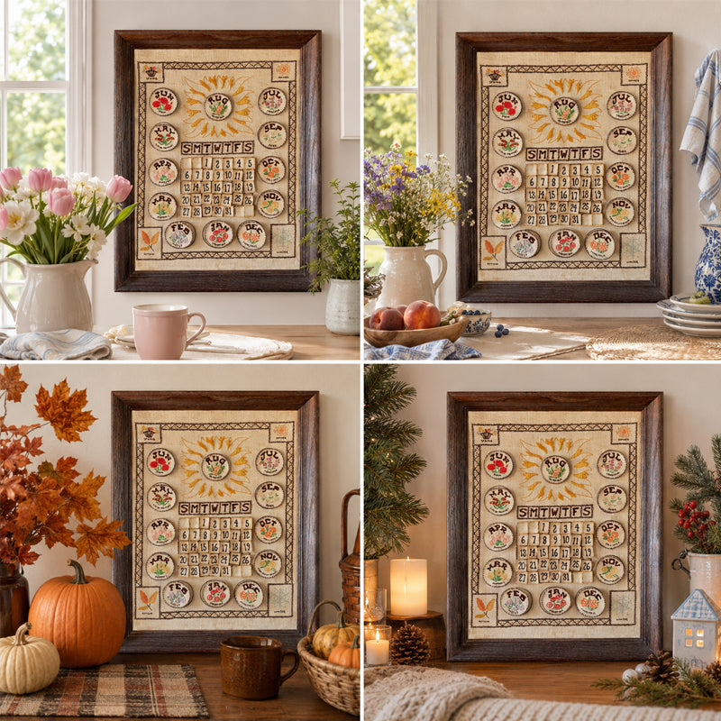 📅Hand-Embroidered Perpetual Calendar Wall Art