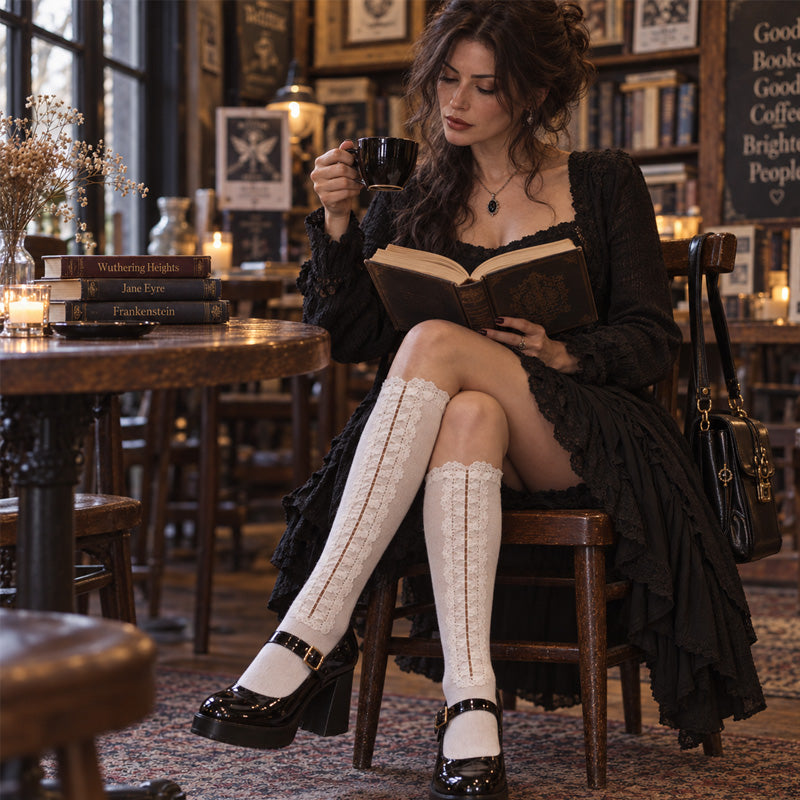 🎀🖤 Y2K Cutout Hook Statement Socks – Edgy Fashion Socks For Outfit Styling