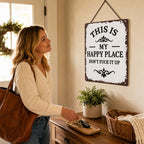 “This Is My Happy Place” Rustic Wooden Hanging Sign ✨🏡💖