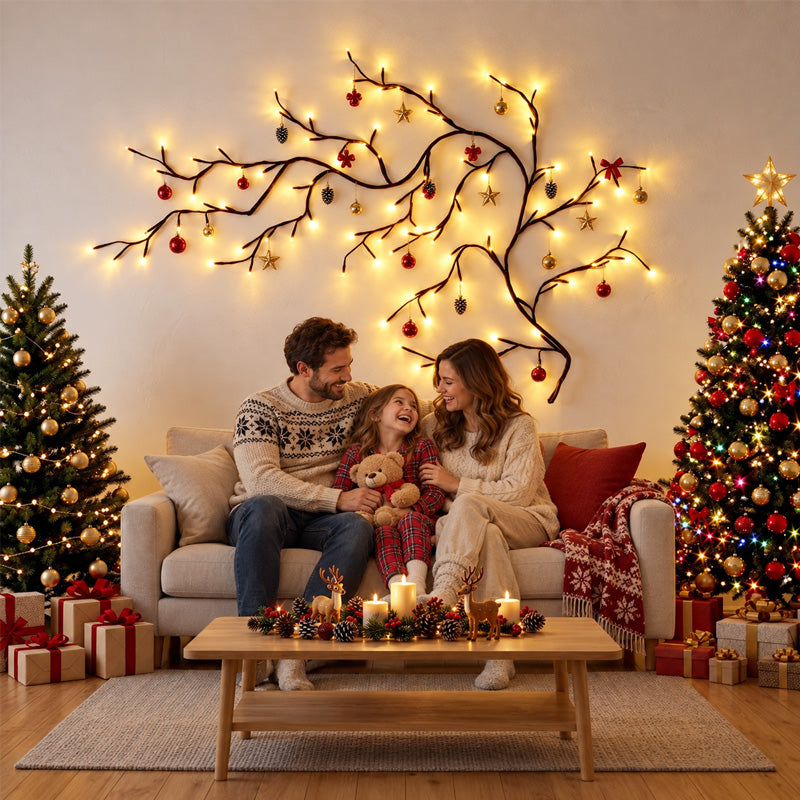 ✨ LED Branch Wall Light – Flexible Bendable Vine Light with 8 Light Modes for Christmas Decor