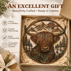 🏔️ Highland Cow Mountain‑Scene Metal Wall Decor – Rustic Open‑Work Farmhouse Art