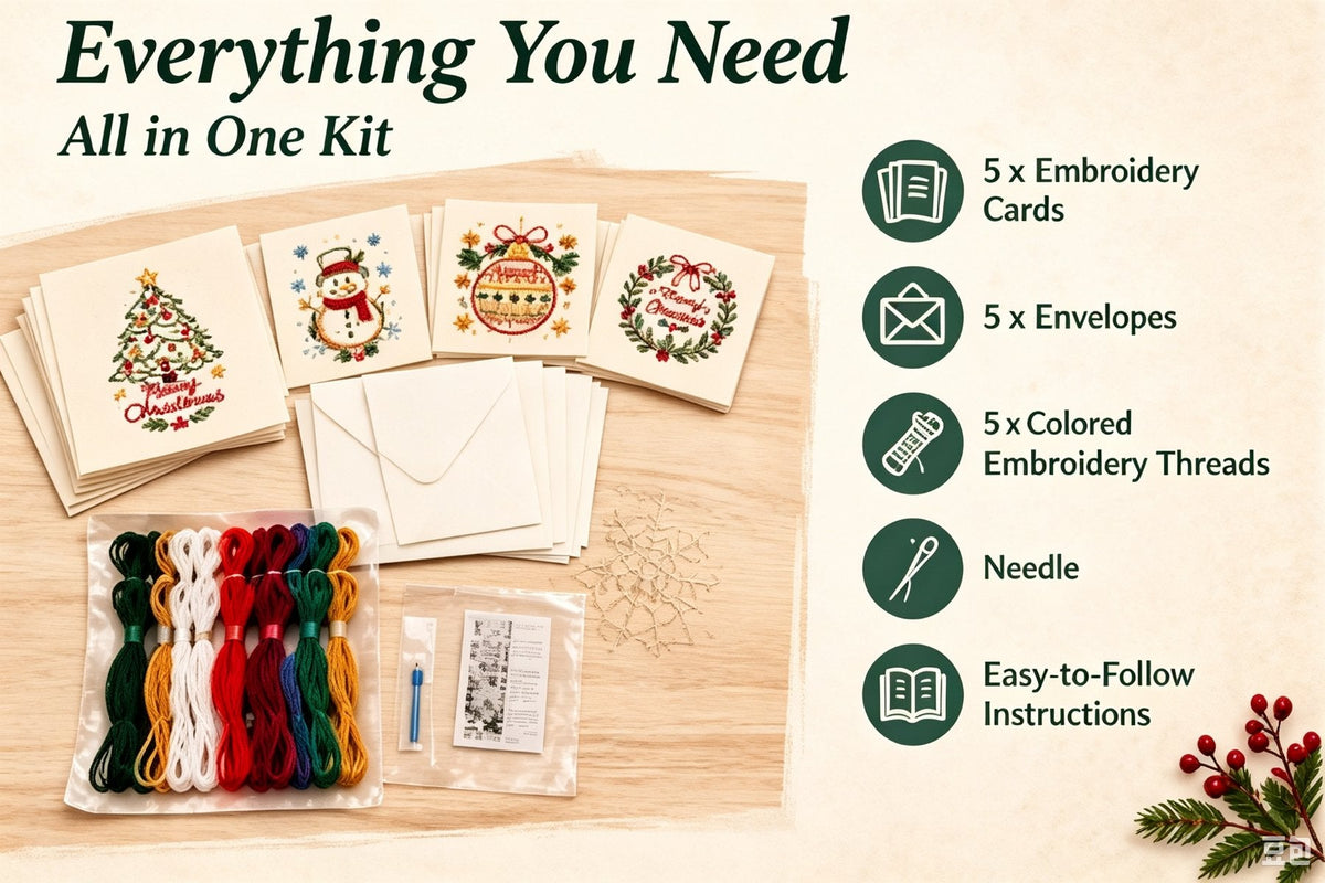 🎄 Beginner-Friendly Christmas Embroidery Kit, Relaxing Holiday Craft Project & Meaningful Gift