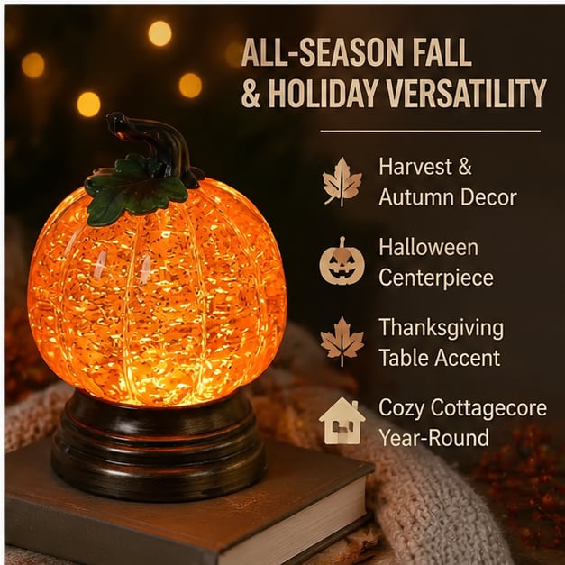 🔥Last Day 50% OFF - 🎃🍂Glitter Lighted Pumpkin Snow Globe