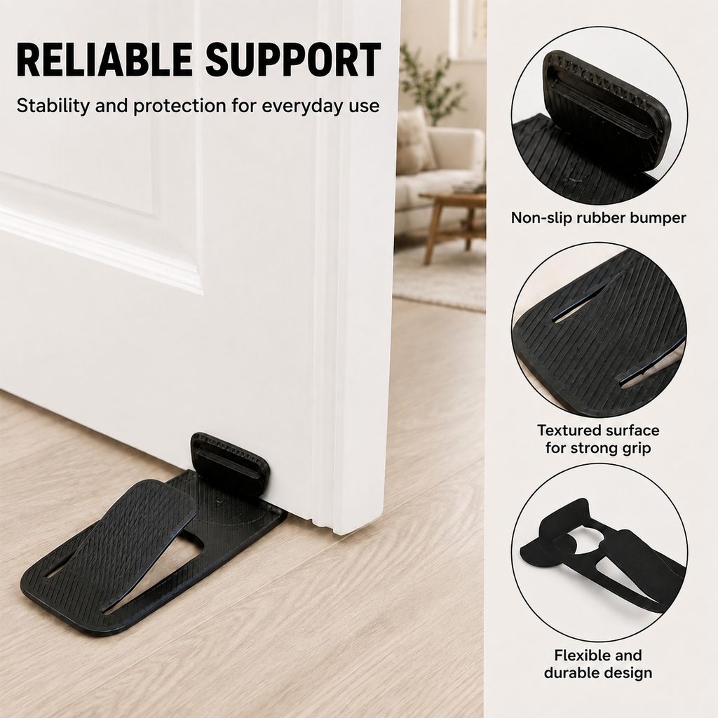 🚪 Discreet Multifunctional Door Stop ✨ Anti‑Pinch Safety Guard for Babies