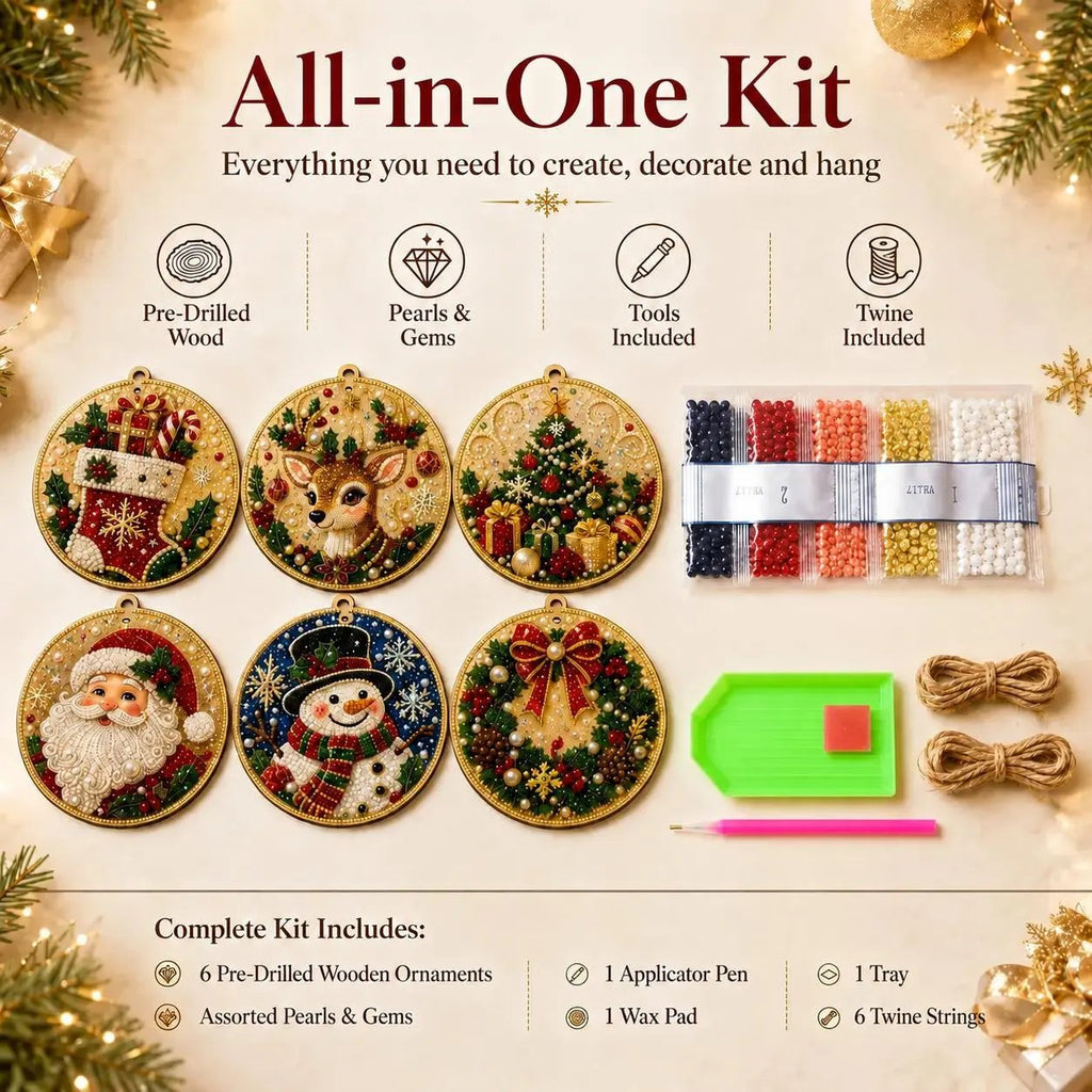 💎 DIY Christmas Diamond Painting Ornament Kit – Sparkly 5D Gem Tree Decor for Family Craft Night